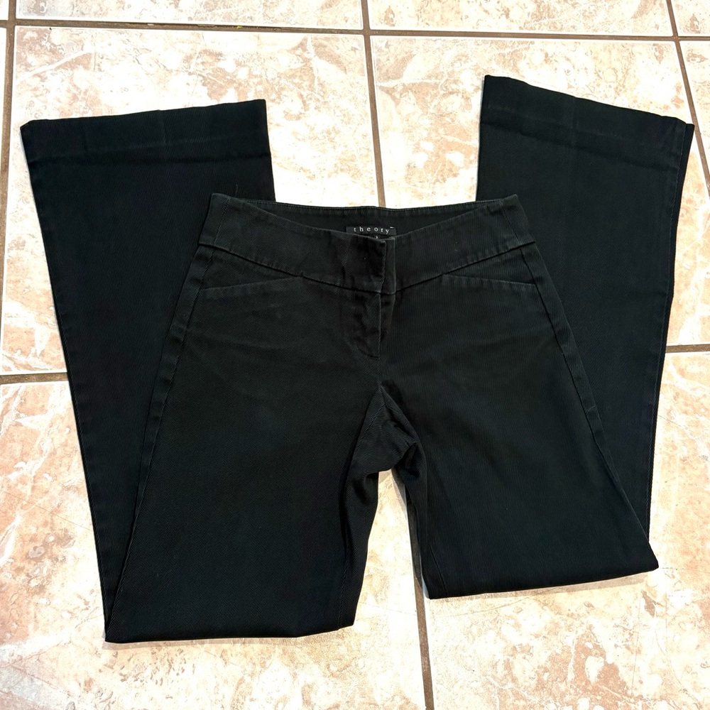 THEORY flare mid rise corduroy hippie 70s boot cut academia pants gothic stretch